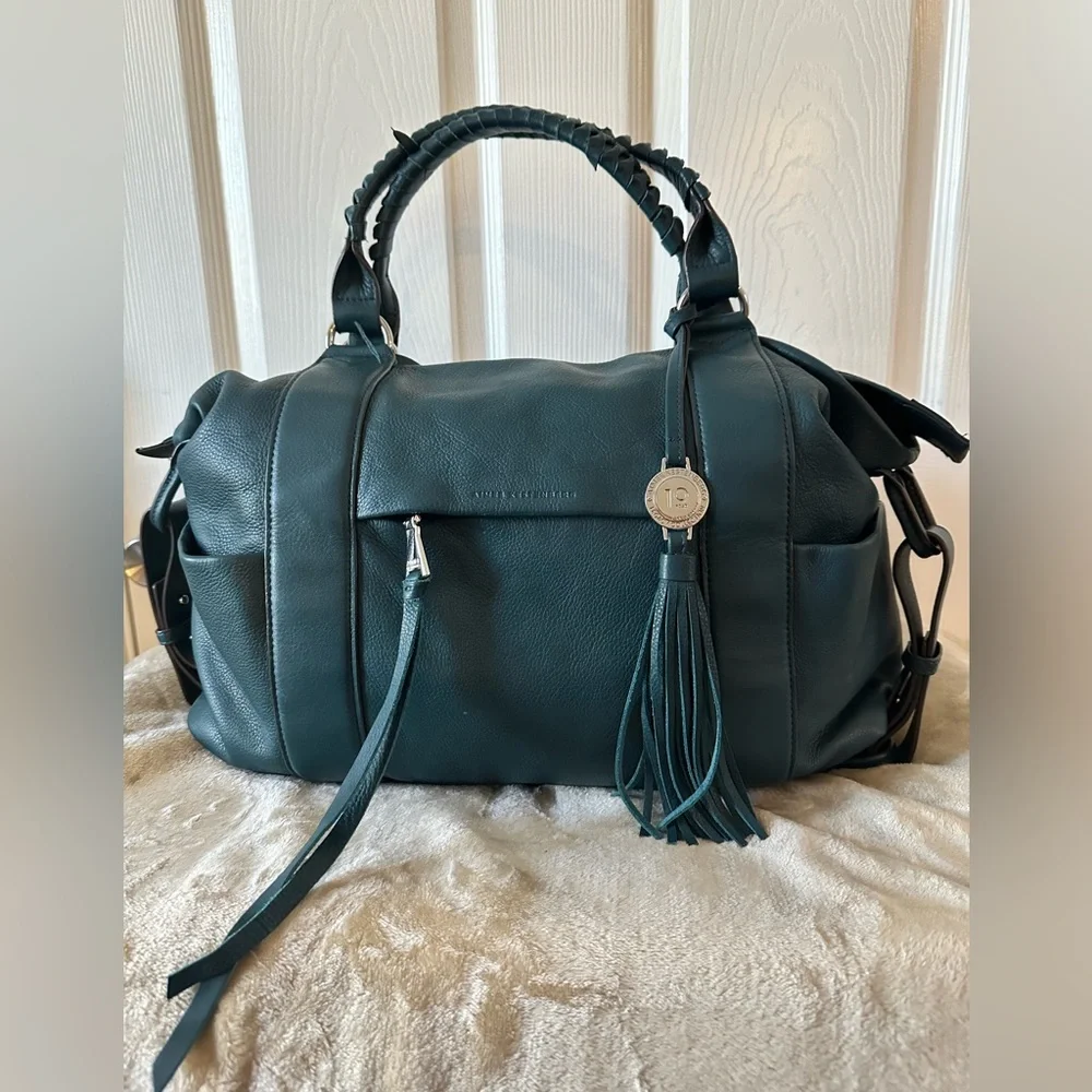 Aimee Kestenberg Teal Leather Satchel The Suzie 10th Anniversary GUC - Picture 1 of 16